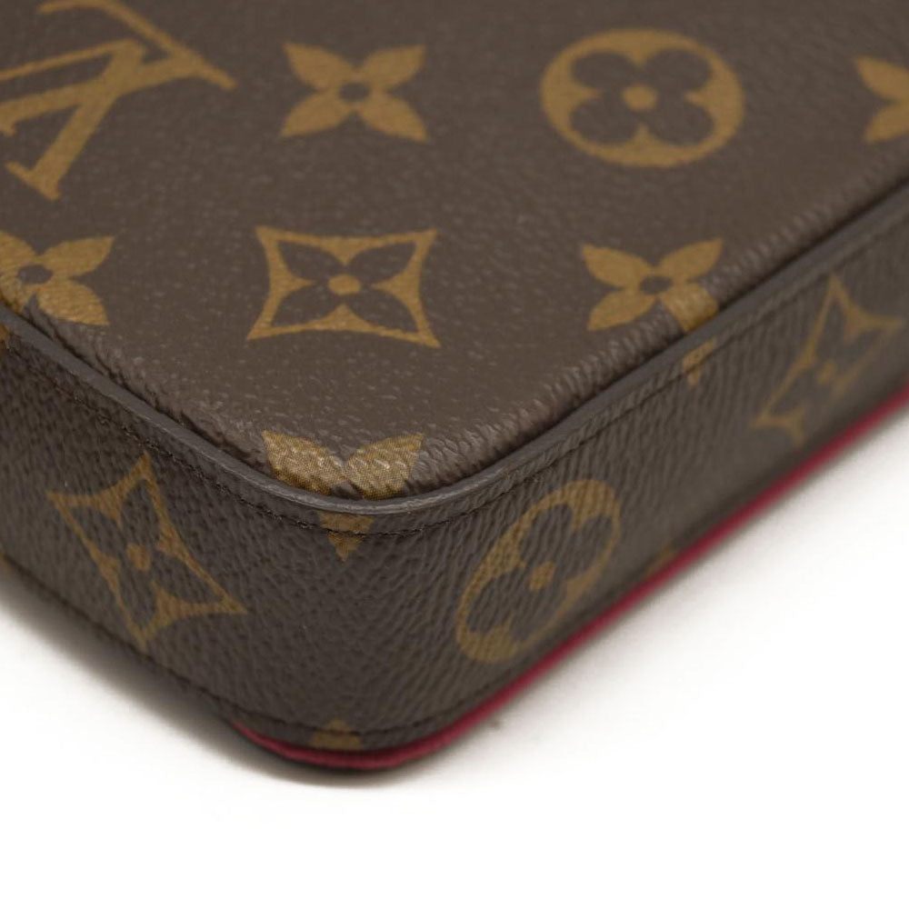 LOUIS VUITTON  Monogram 2021 Christmas Animation Hollywood Pochette Felicie Chain Wallet Fuchsia