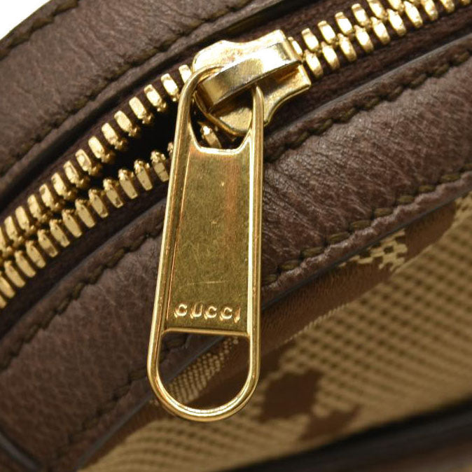GUCCI Monogram Jumbo GG Textured Dollar Calfskin Web Messenger Shoulder Bag Camel Ebony New Acero