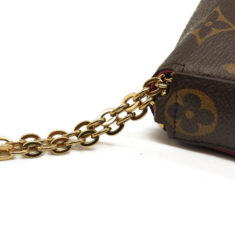 LOUIS VUITTON  Monogram 2021 Christmas Animation Hollywood Pochette Felicie Chain Wallet Fuchsia