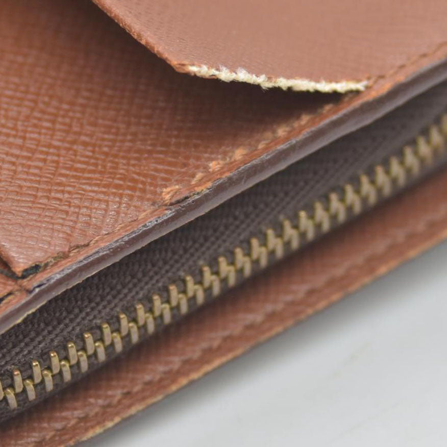 $750 Louis Vuitton Monogram Porte Papier Zippe Bifold Wallet Brown SP0078