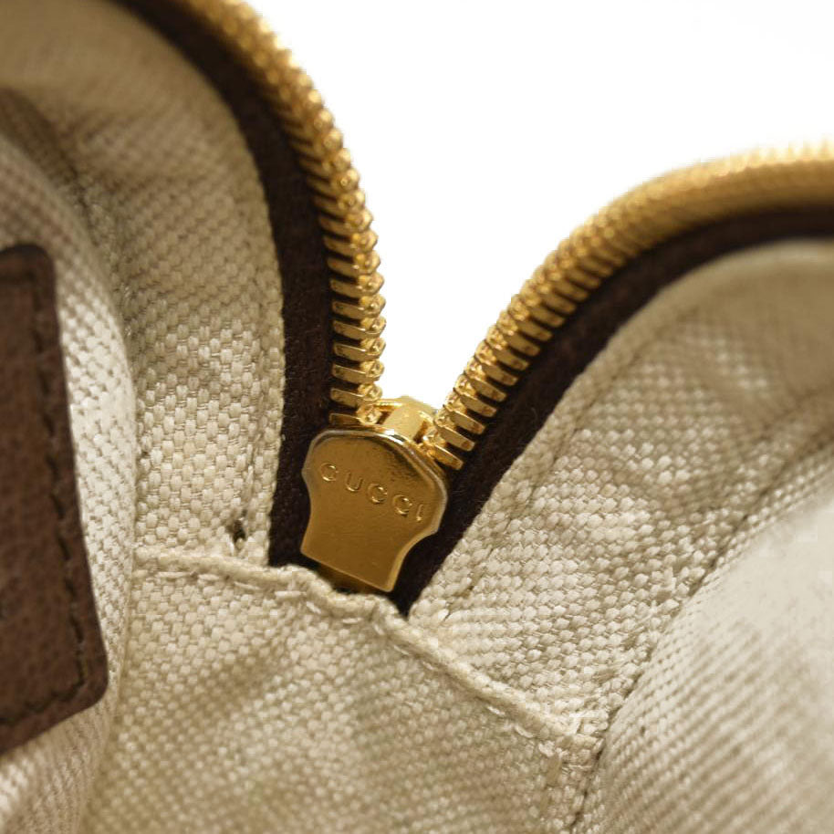 GUCCI Monogram Jumbo GG Textured Dollar Calfskin Web Messenger Shoulder Bag Camel Ebony New Acero