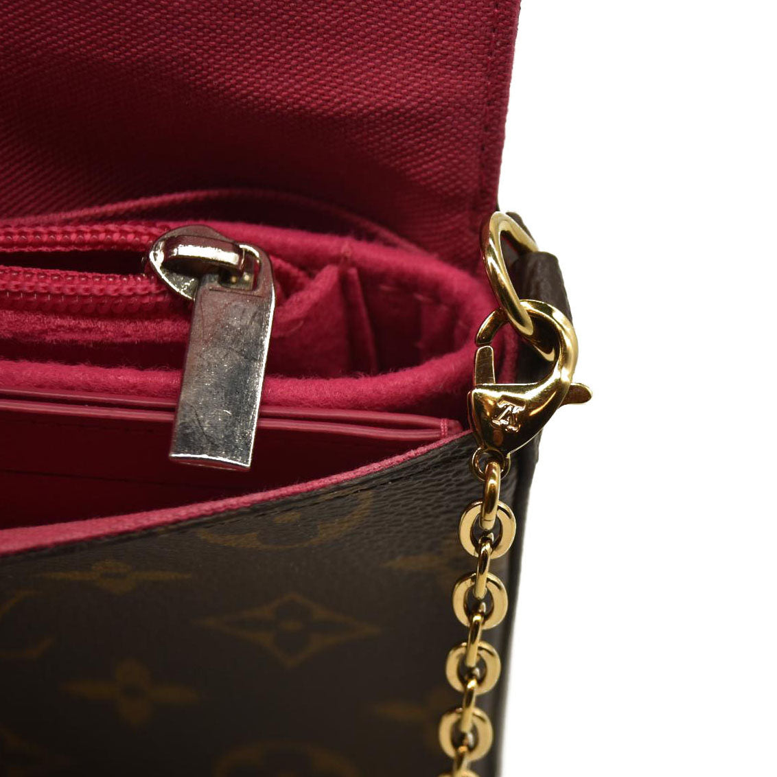 LOUIS VUITTON  Monogram 2021 Christmas Animation Hollywood Pochette Felicie Chain Wallet Fuchsia