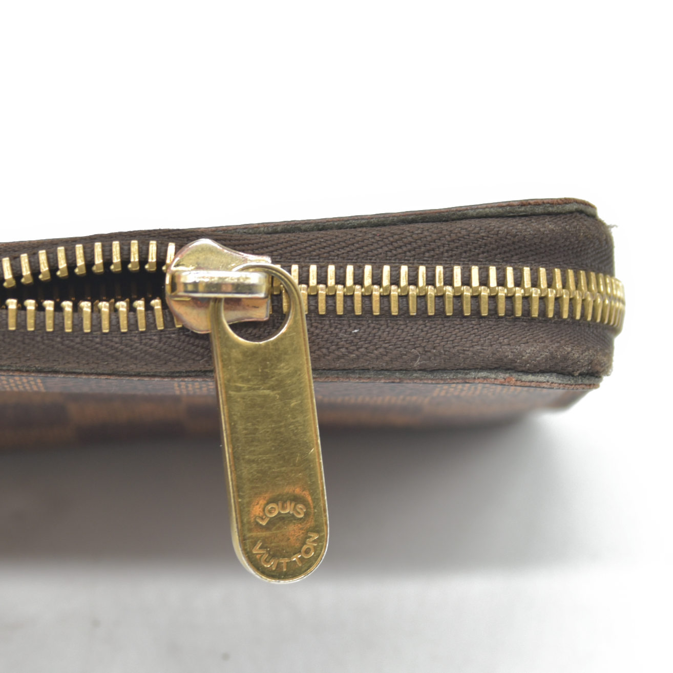 $915 Louis Vuitton Damier Zippy Zip Around Long Wallet Purse Brown UB4185