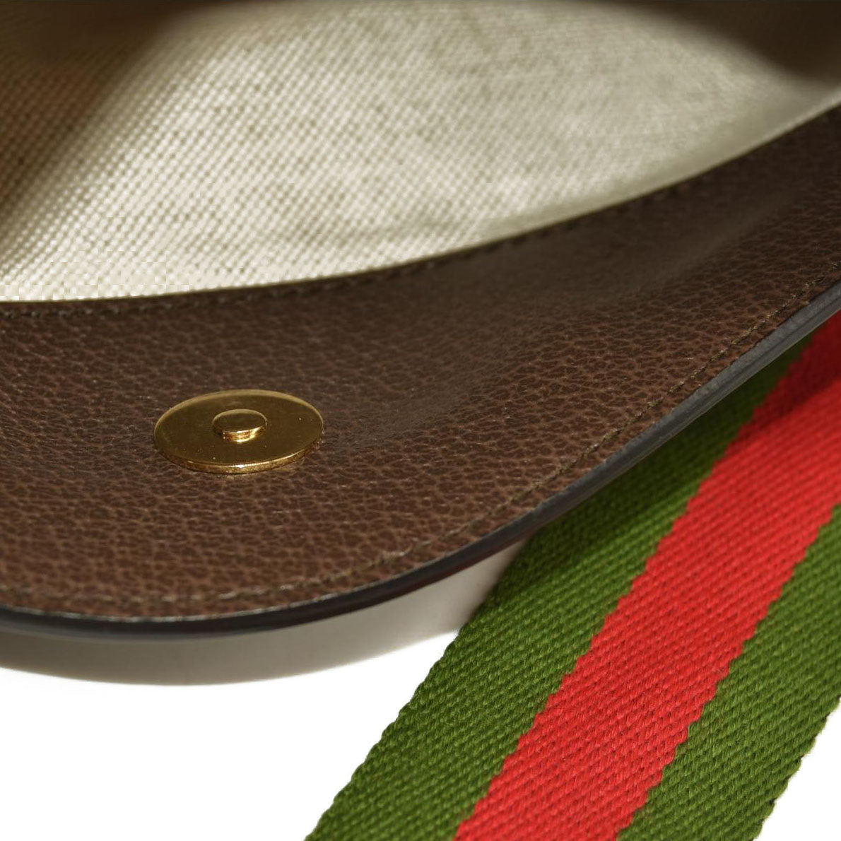 GUCCI Monogram Jumbo GG Textured Dollar Calfskin Web Messenger Shoulder Bag Camel Ebony New Acero