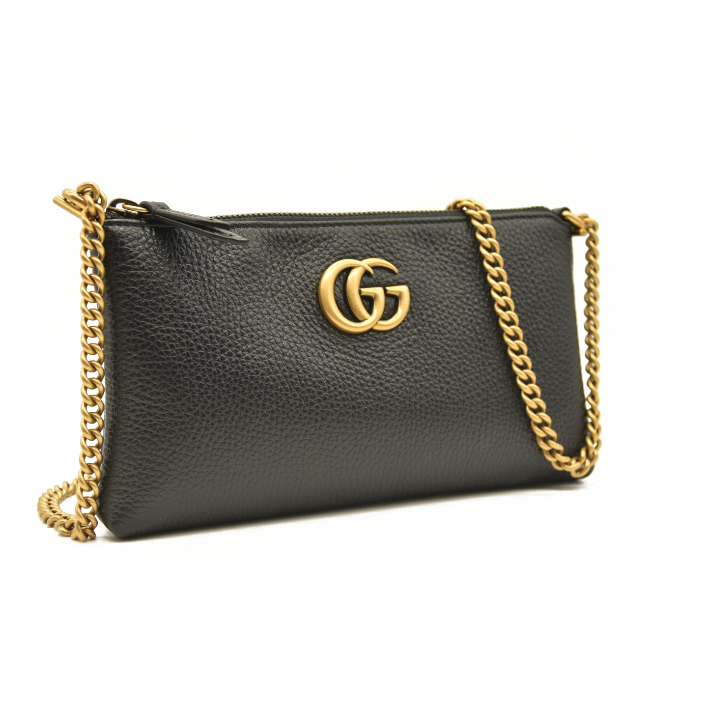 Gucci GG Logo Leather Square Chain Shoulder Bag Black NEW Marmont Crossbody