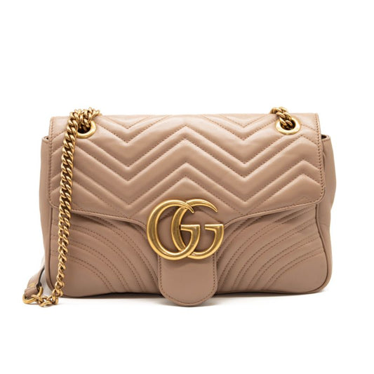 Gucci Calfskin Matelasse Medium GG Marmont Shoulder Bag Porcelain Rose