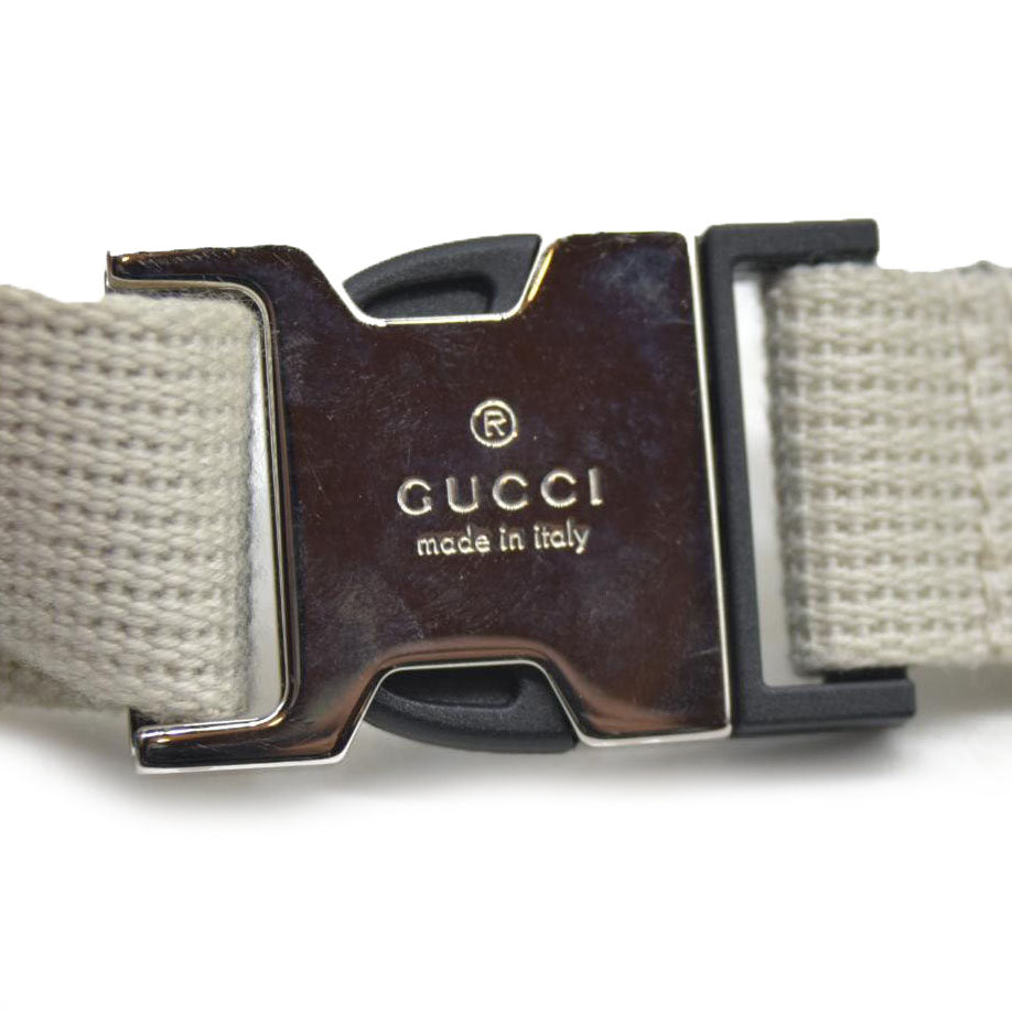 $950 Gucci  Calfskin GG Tennis Embossed Belt Bag Mystic White
