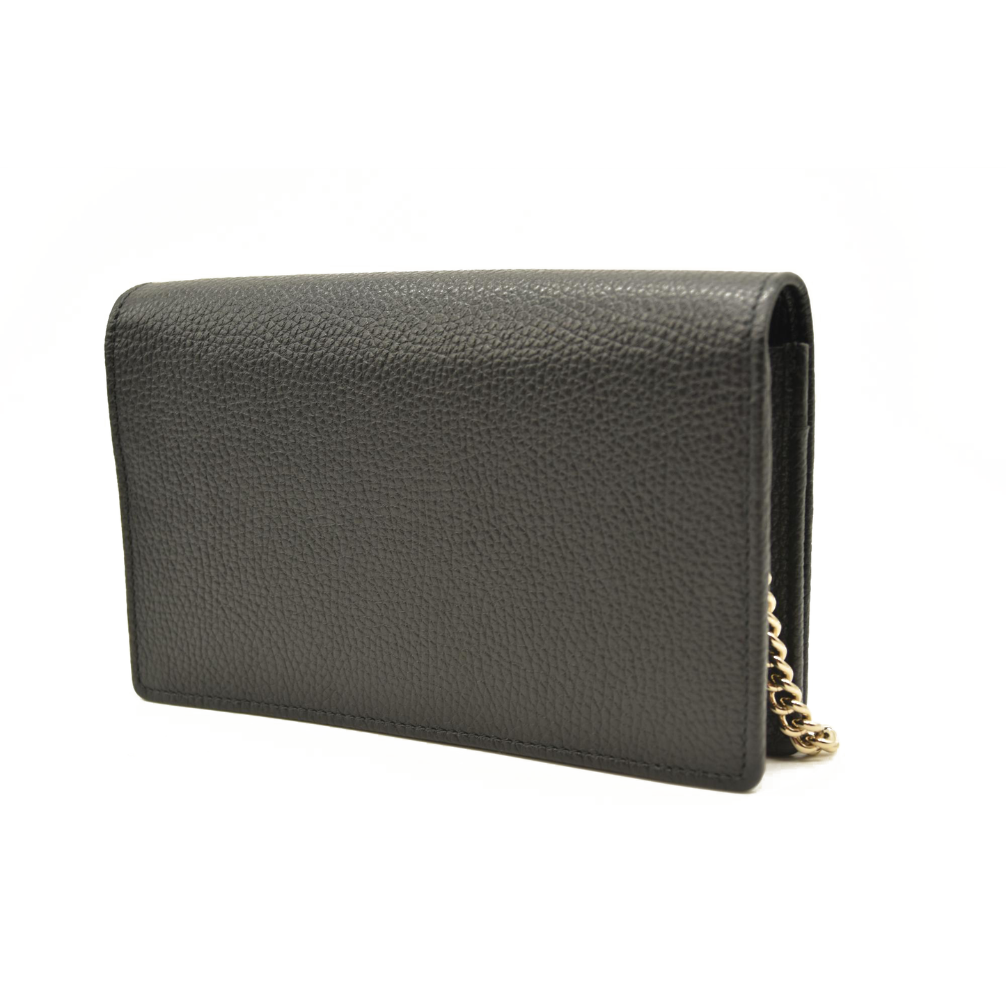 Gucci  Pebbled Calfskin Soho Wallet On Chain Black