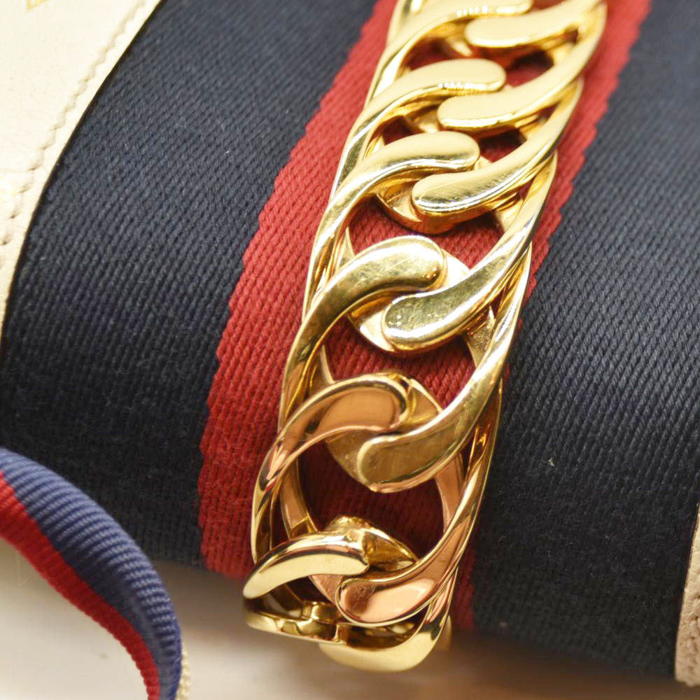 Gucci  Calfskin Small Sylvie Shoulder Bag Off White