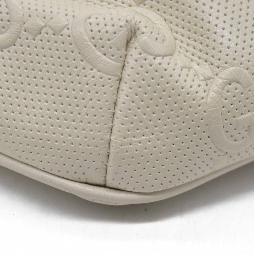 $950 Gucci  Calfskin GG Tennis Embossed Belt Bag Mystic White