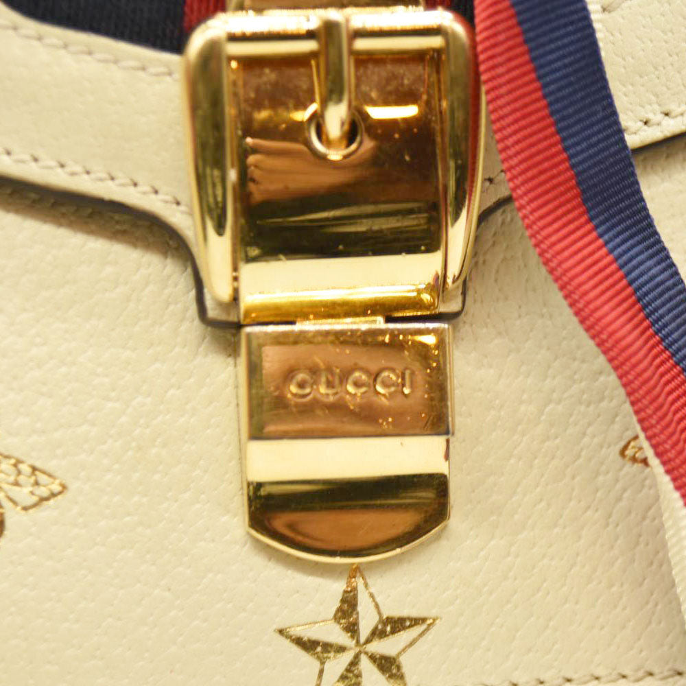 Gucci  Calfskin Small Sylvie Shoulder Bag Off White