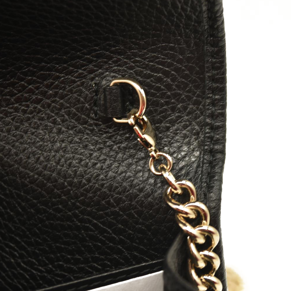 Gucci  Pebbled Calfskin Soho Wallet On Chain Black