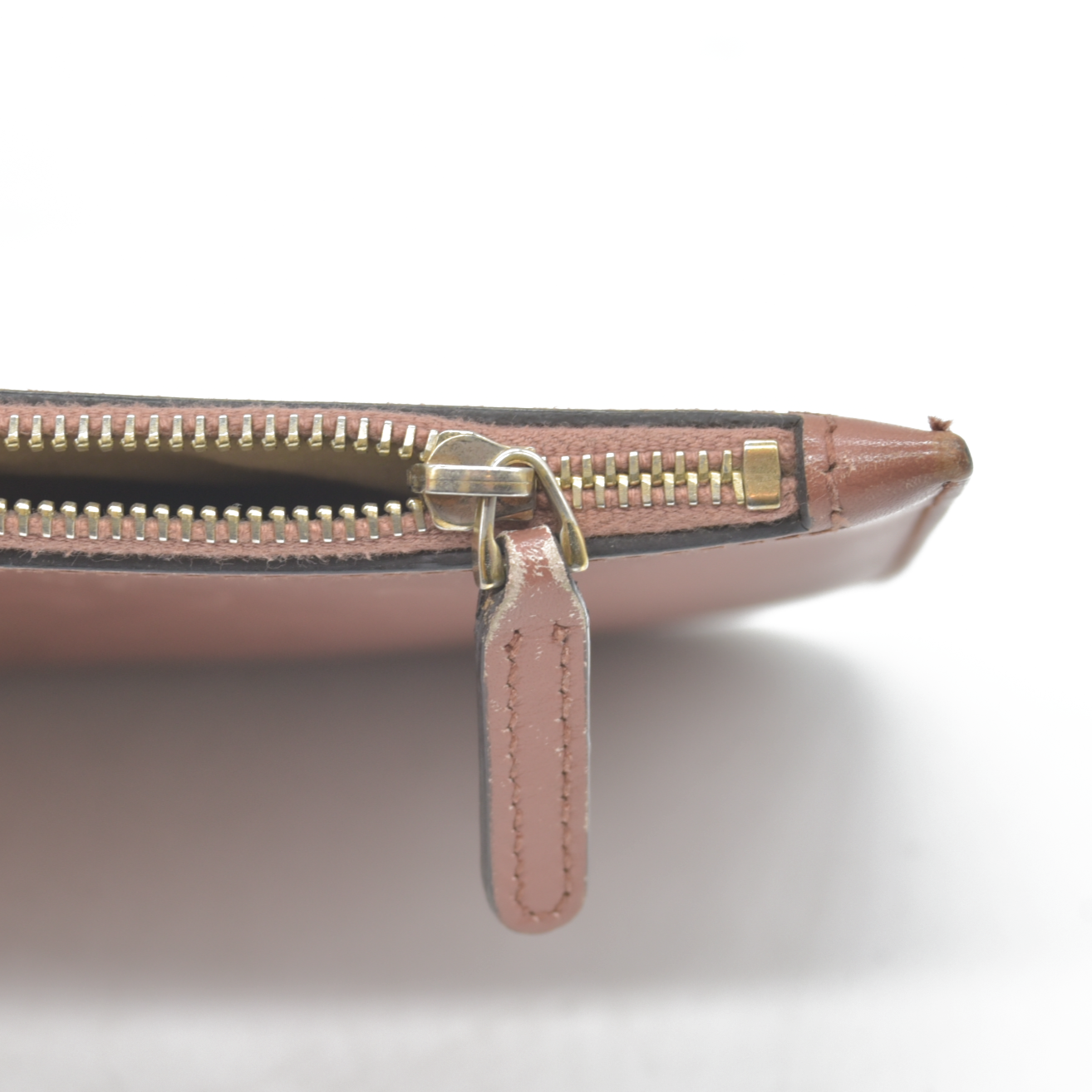 GUCCI GUCCI Swing Logo Leather Cosmetic Pouch Bag Brown