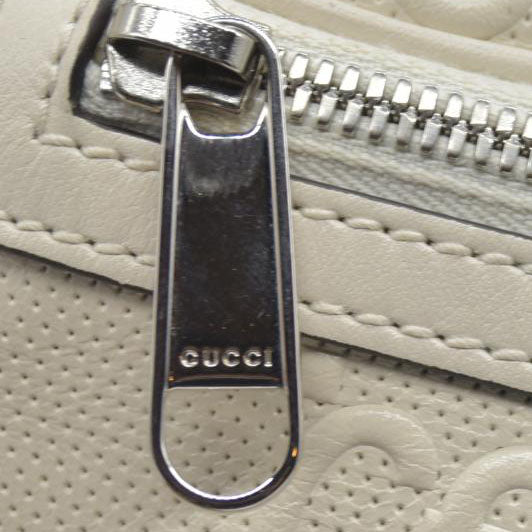 $950 Gucci  Calfskin GG Tennis Embossed Belt Bag Mystic White