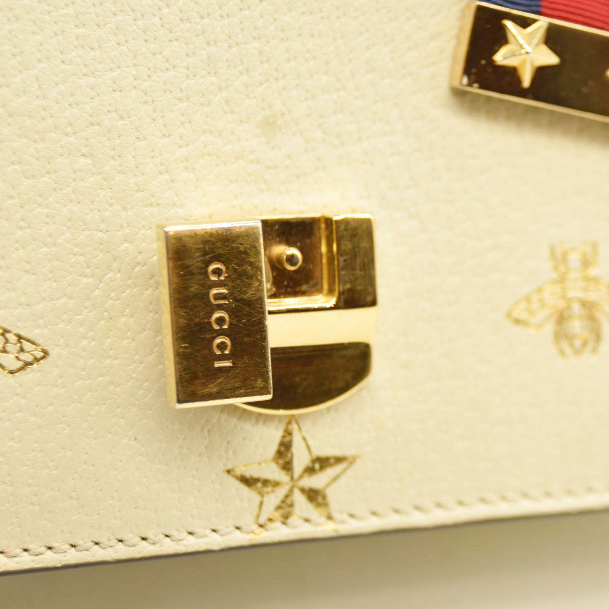 Gucci  Calfskin Small Sylvie Shoulder Bag Off White