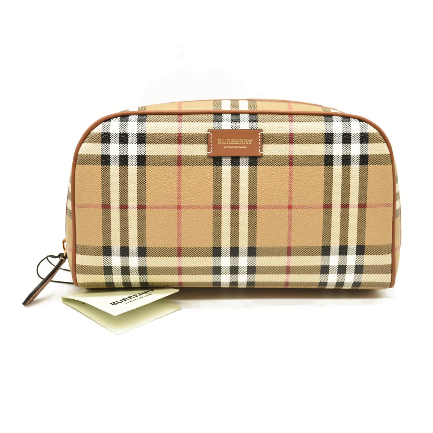 BURBERRY Beige Check Medium Cosmetic Travel Pouch