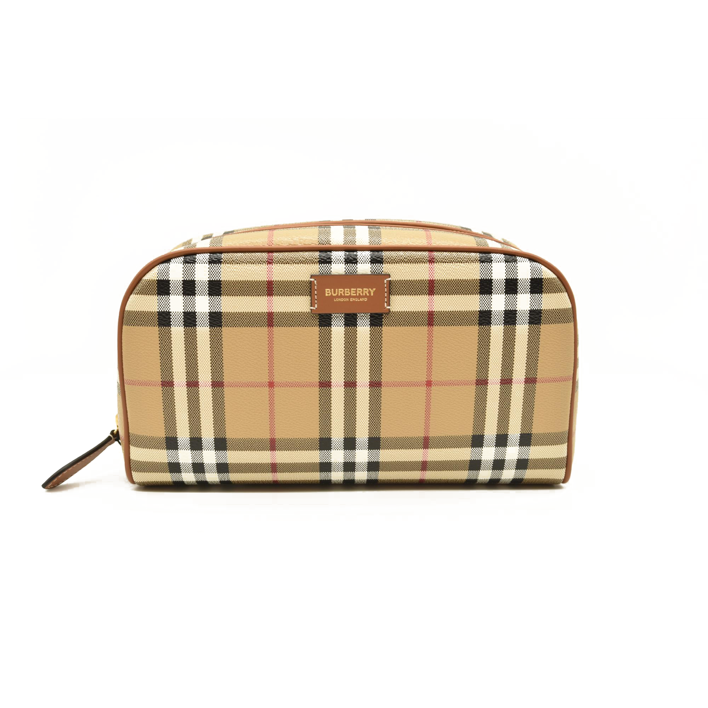 BURBERRY Beige Check Medium Cosmetic Travel Pouch