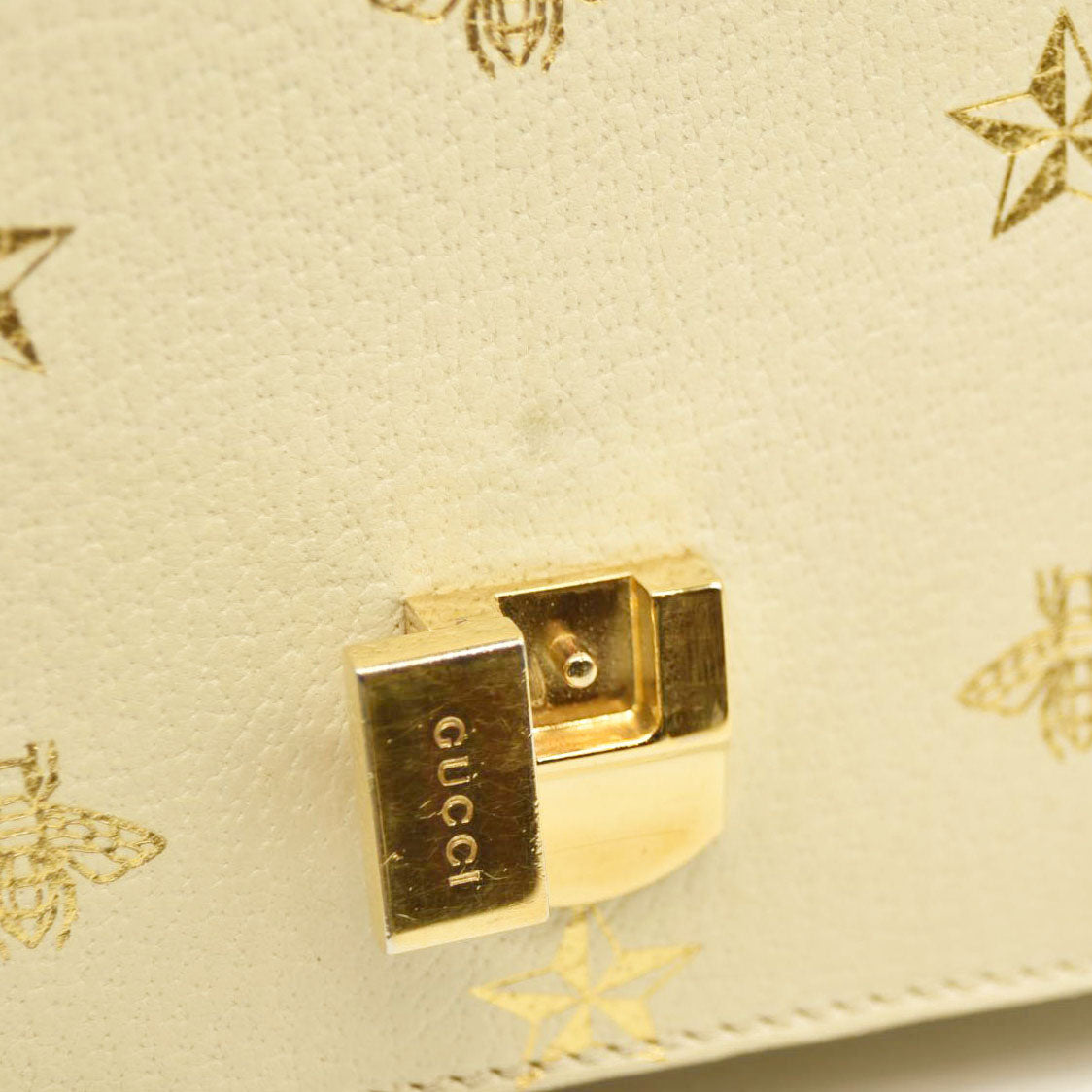 Gucci  Calfskin Small Sylvie Shoulder Bag Off White