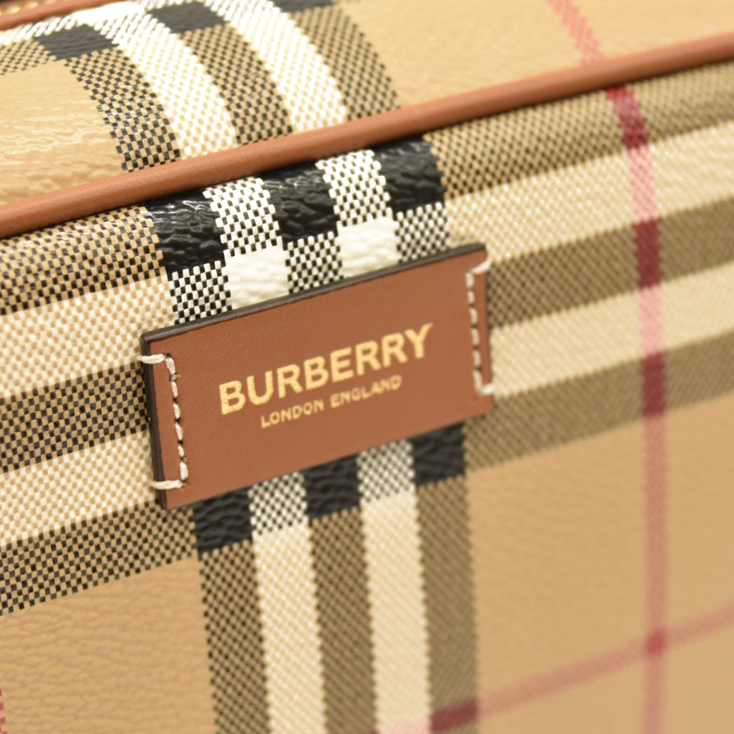 BURBERRY Beige Check Medium Cosmetic Travel Pouch