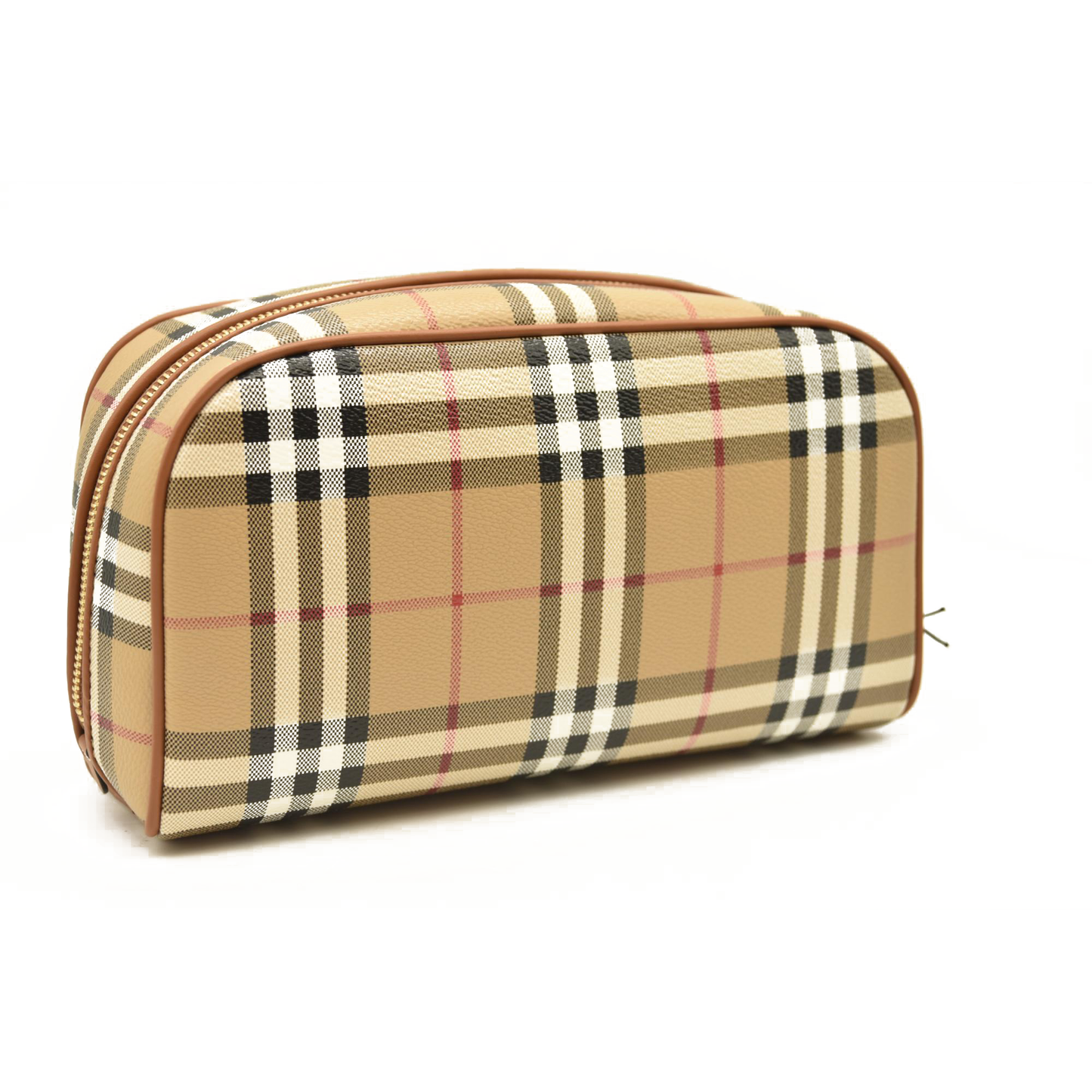 BURBERRY Beige Check Medium Cosmetic Travel Pouch