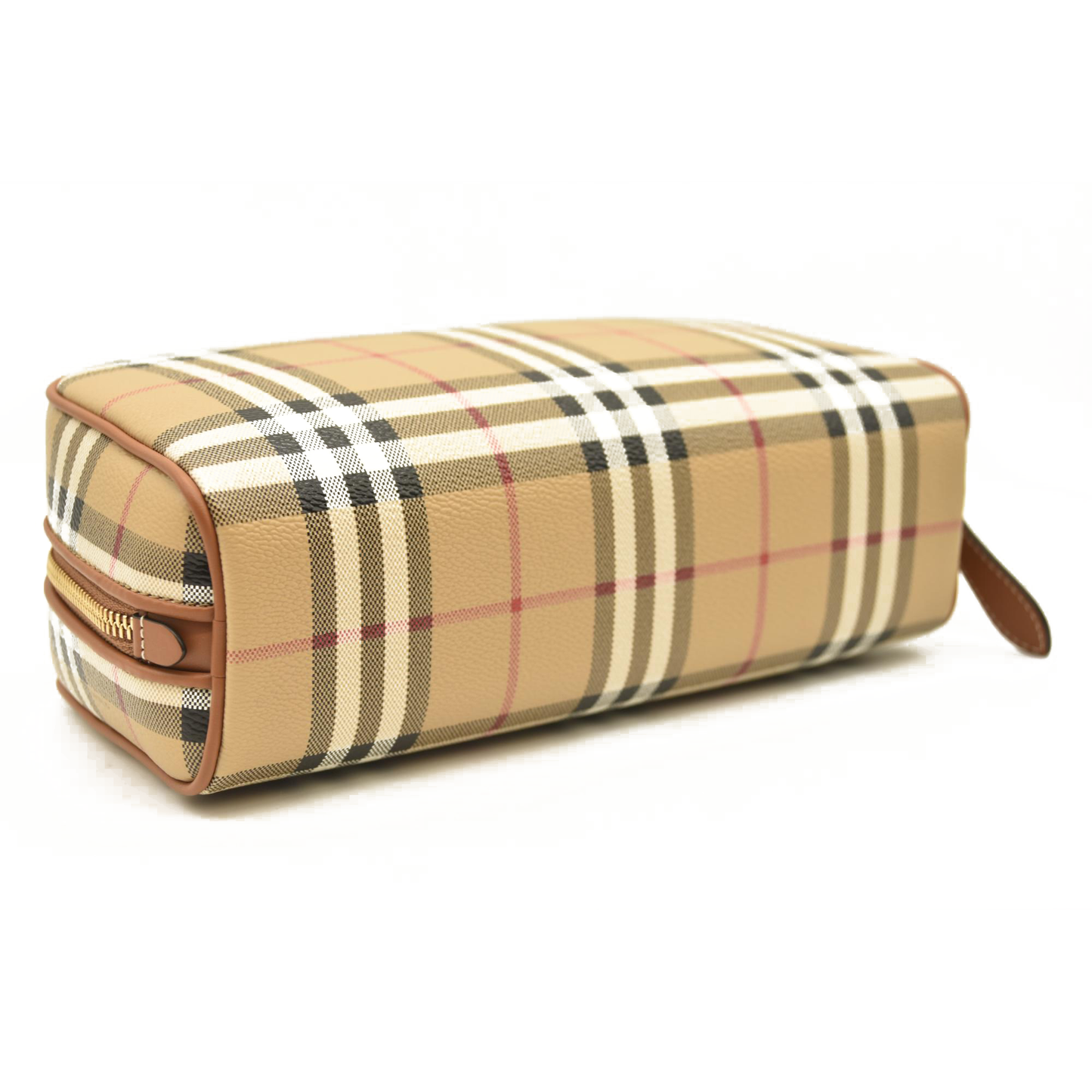 BURBERRY Beige Check Medium Cosmetic Travel Pouch