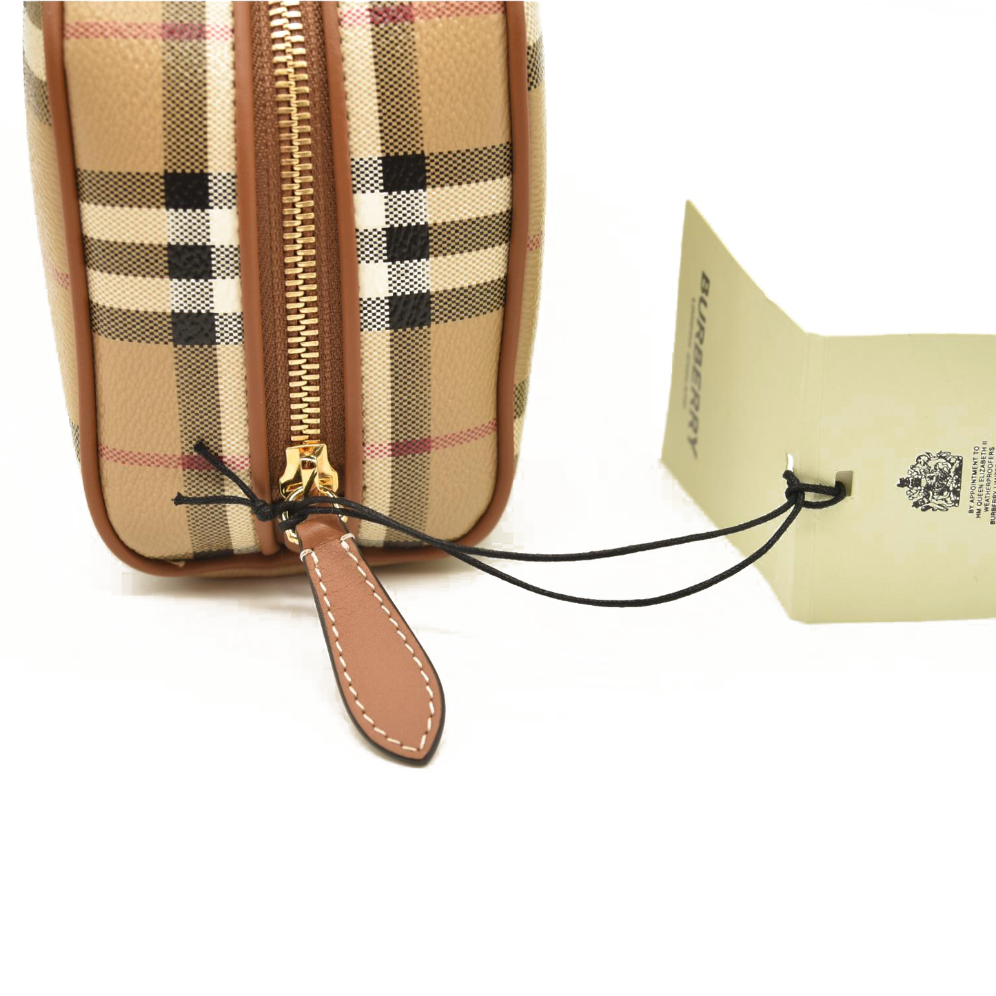 BURBERRY Beige Check Medium Cosmetic Travel Pouch