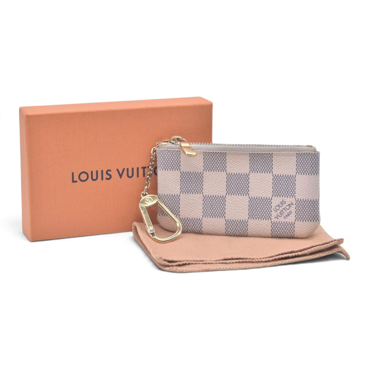 $325 2008 LOUIS VUITTON Damier Azur Cles Key Pouch GA0068 CONSIGNMENT 10021431