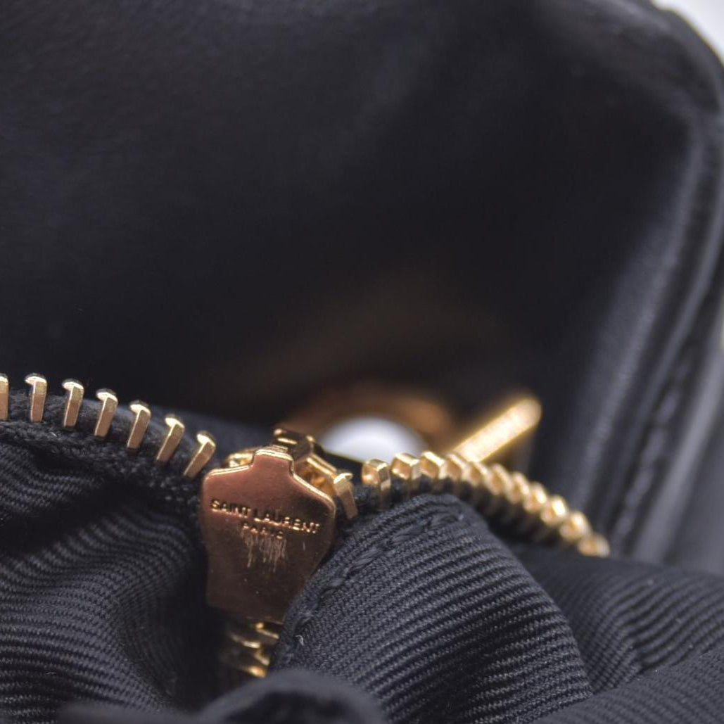 $2490 2022 Saint Laurent Lambskin Quilted Toy Loulou Puffer Monogram Chain Satchel Black