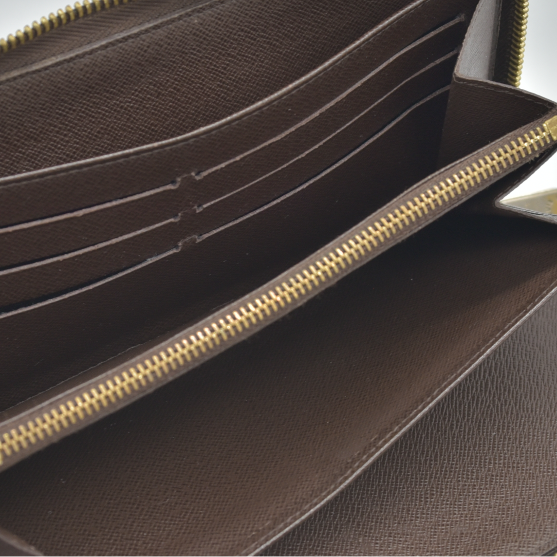 $1060 Louis Vuitton Damier Zippy Zip Around Organizer Long Wallet Brown CA4102