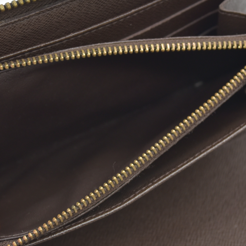 $1060 Louis Vuitton Damier Zippy Zip Around Organizer Long Wallet Brown CA4102