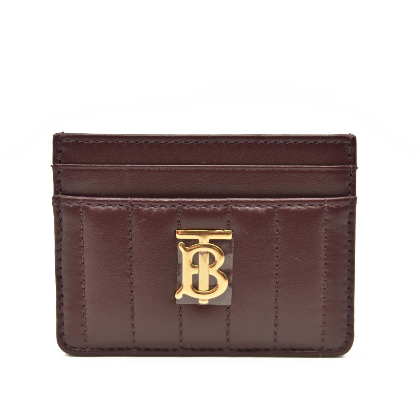 BURBERRY Quilted Leather Lola Card Case Burgundy