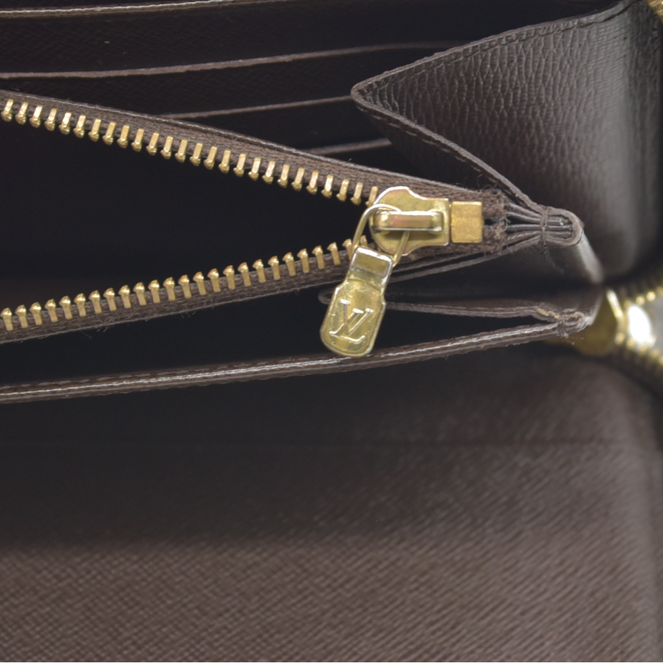 $1060 Louis Vuitton Damier Zippy Zip Around Organizer Long Wallet Brown CA4102