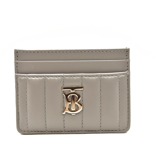 BURBERRY Quilted Leather Lola Card Case Silver