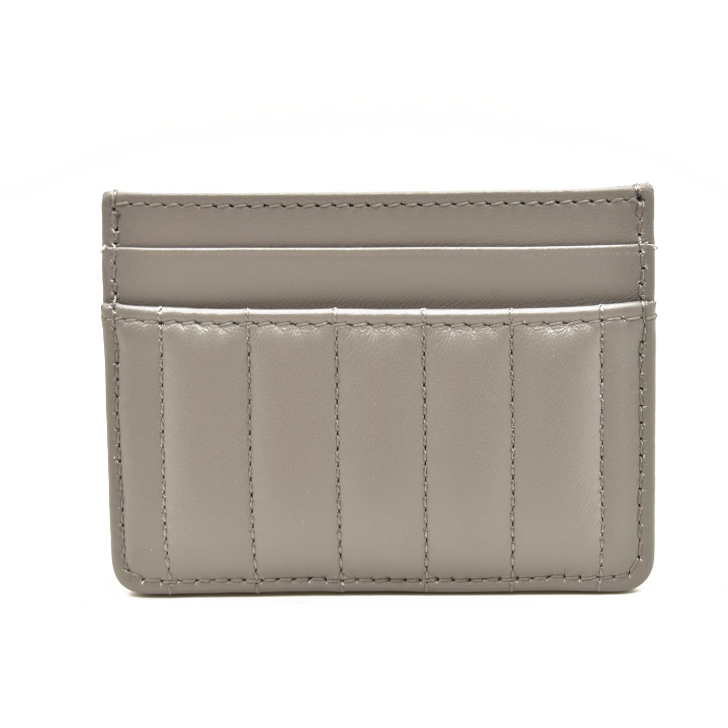 BURBERRY Quilted Leather Lola Card Case Silver