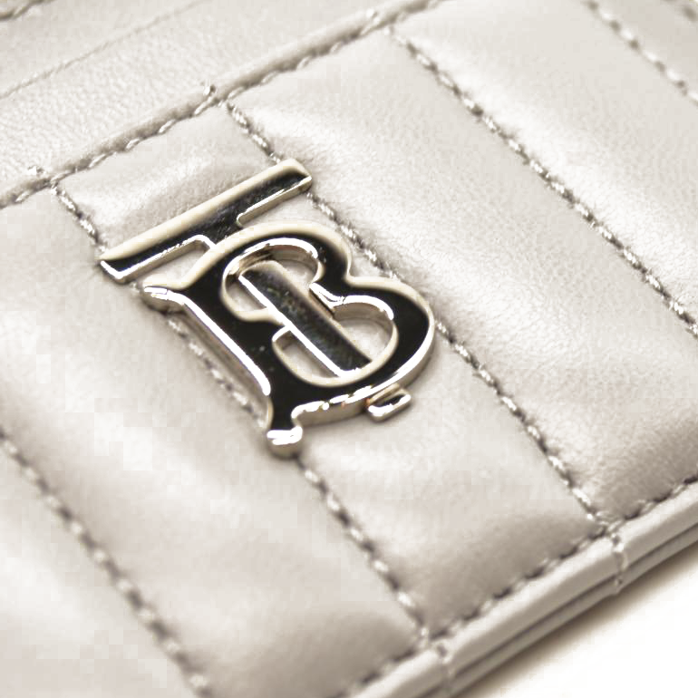 BURBERRY Quilted Leather Lola Card Case Silver