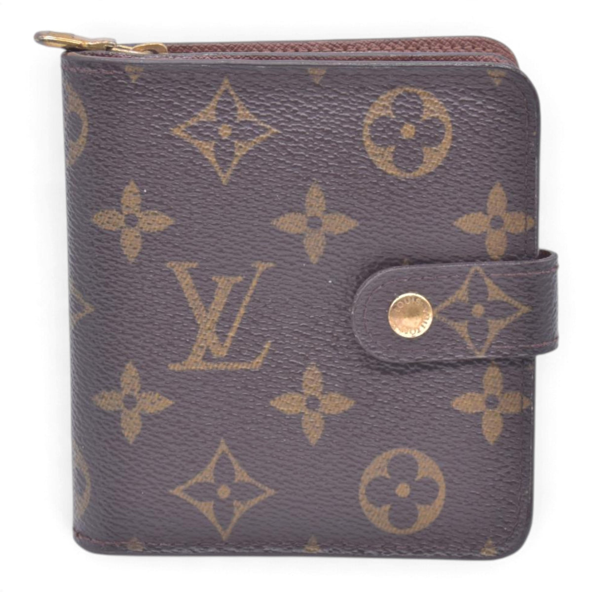 $580 2003 LOUIS VUITTON Monogram Compact Zip Wallet Brown CT0053 CONSIGNMENT 10021430