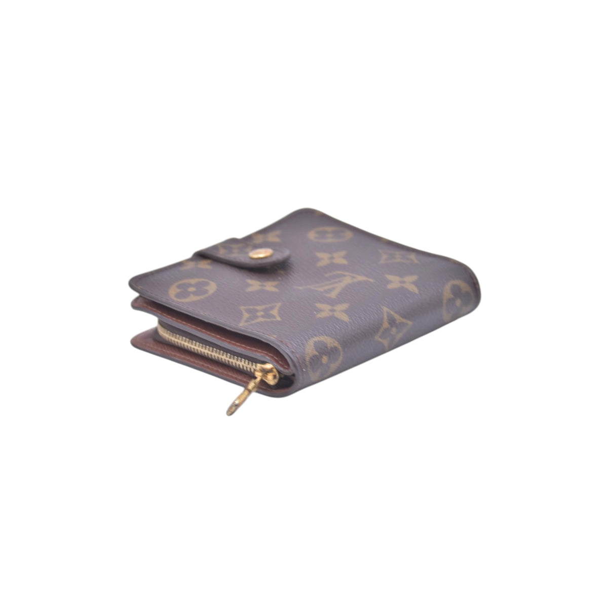 $580 2003 LOUIS VUITTON Monogram Compact Zip Wallet Brown CT0053 CONSIGNMENT 10021430