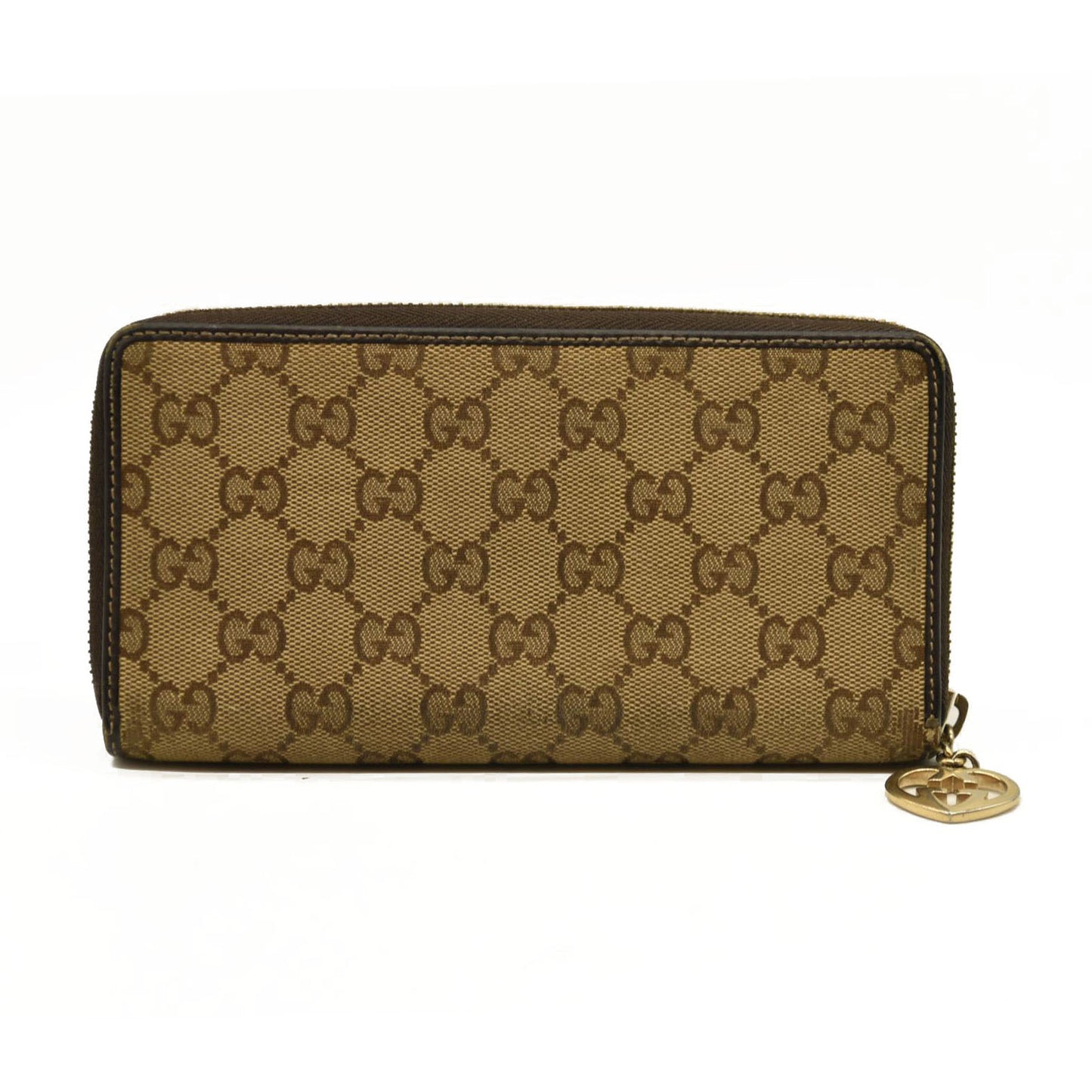 Gucci  Monogram Margaux Calfskin Lovely Zip Around Wallet Beige Ebony Cocoa