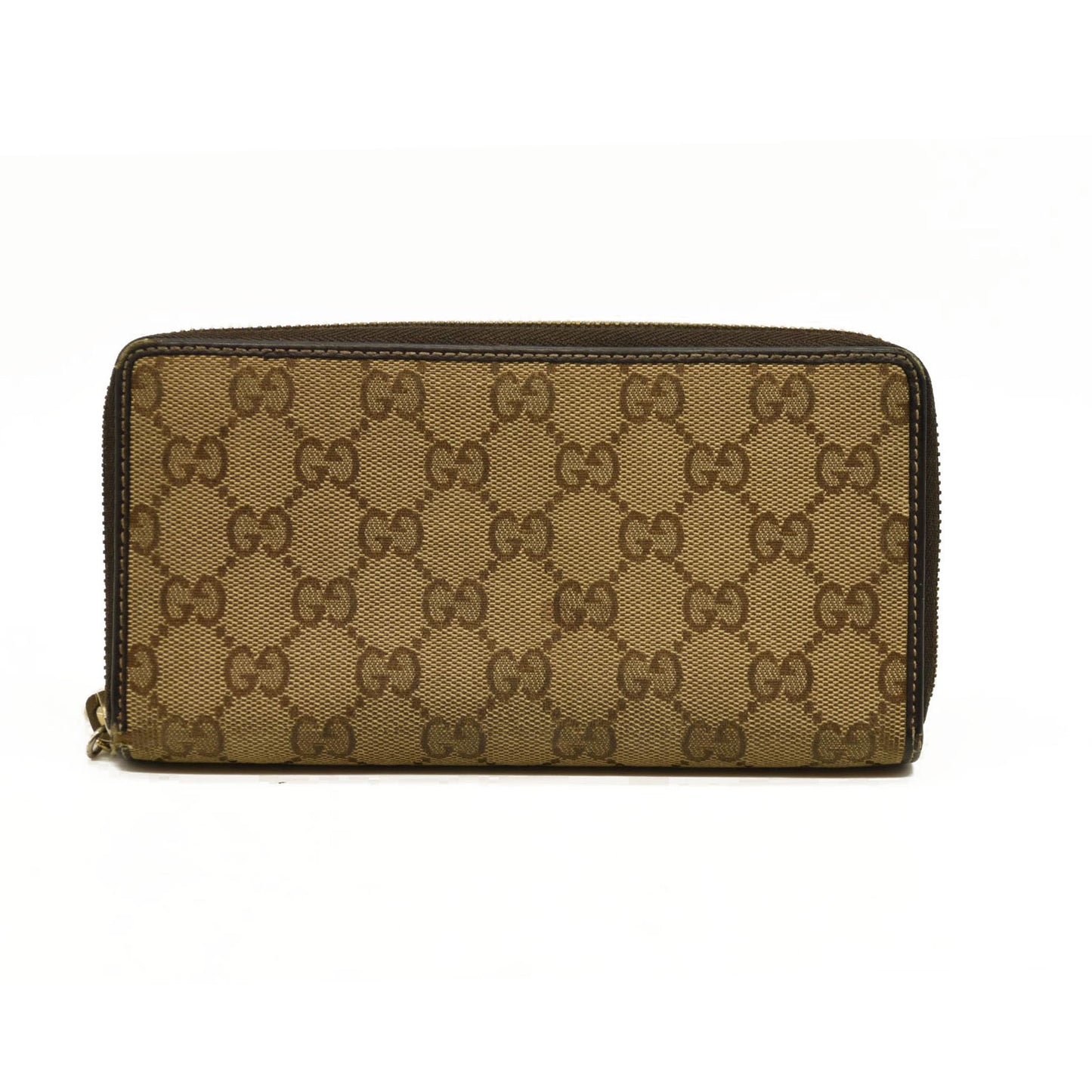Gucci  Monogram Margaux Calfskin Lovely Zip Around Wallet Beige Ebony Cocoa