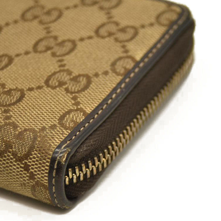 Gucci  Monogram Margaux Calfskin Lovely Zip Around Wallet Beige Ebony Cocoa