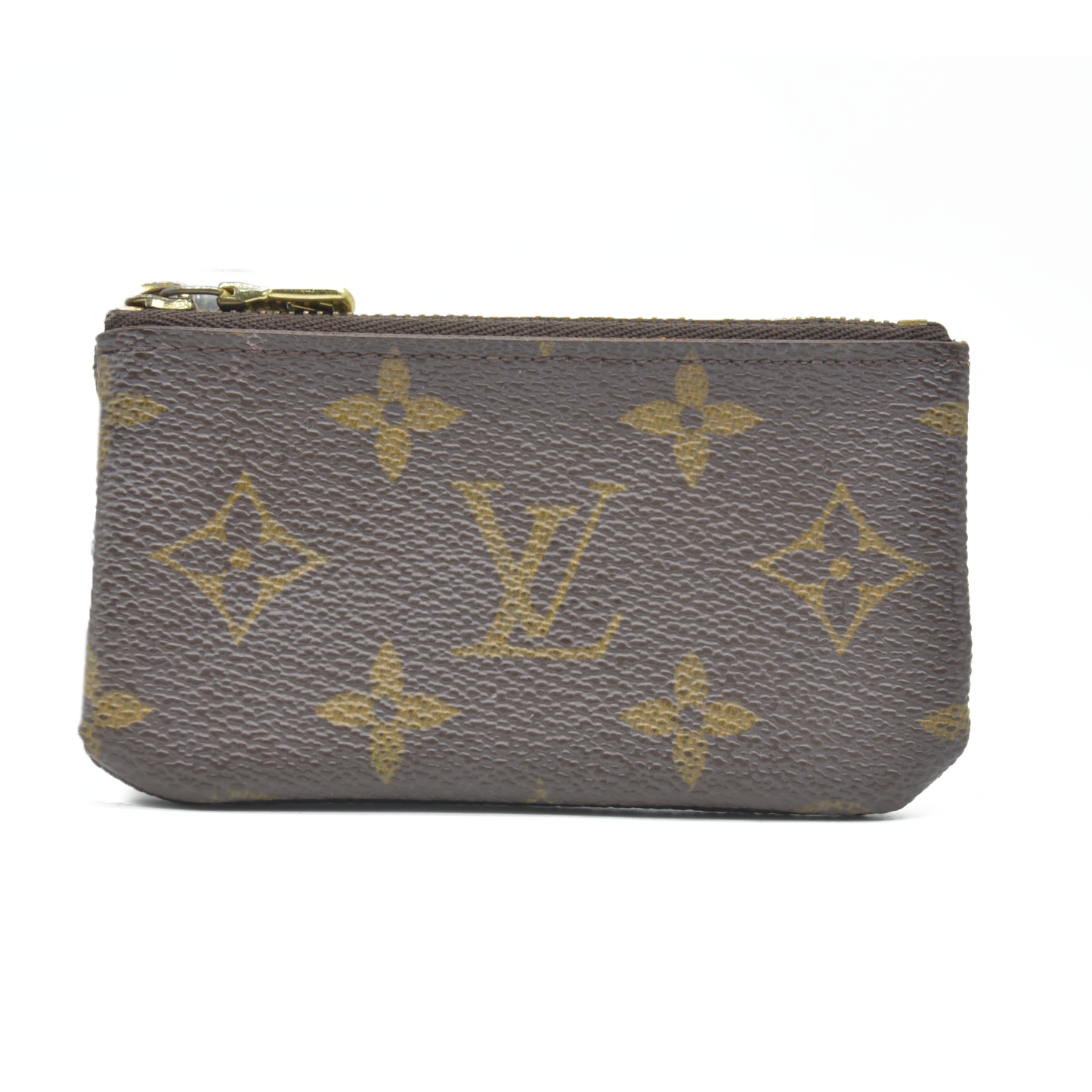 AUCTION $345 Louis Vuitton Monogram Pochette Cles Wallet Coin Purse Brown CA0050
