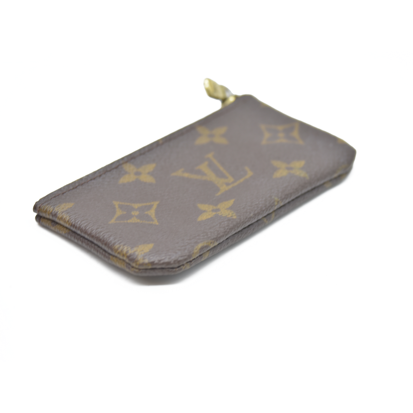 AUCTION $345 Louis Vuitton Monogram Pochette Cles Wallet Coin Purse Brown CA0050