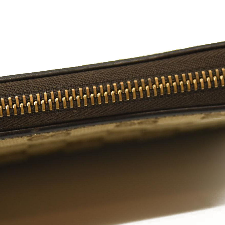 Gucci  Monogram Margaux Calfskin Lovely Zip Around Wallet Beige Ebony Cocoa