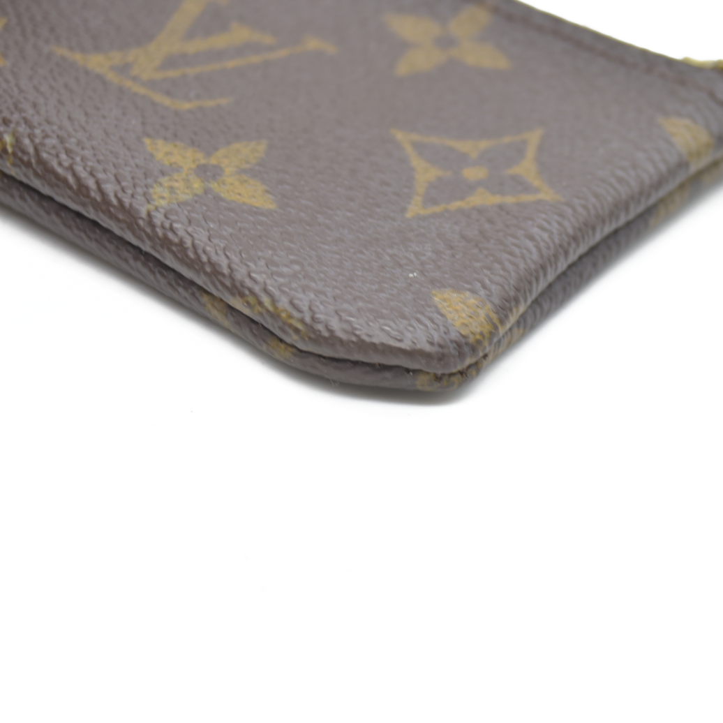 AUCTION $345 Louis Vuitton Monogram Pochette Cles Wallet Coin Purse Brown CA0050