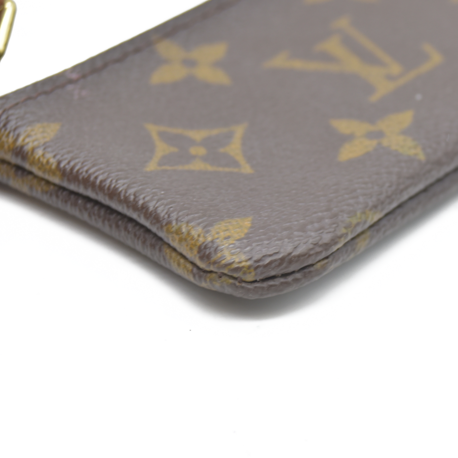AUCTION $345 Louis Vuitton Monogram Pochette Cles Wallet Coin Purse Brown CA0050