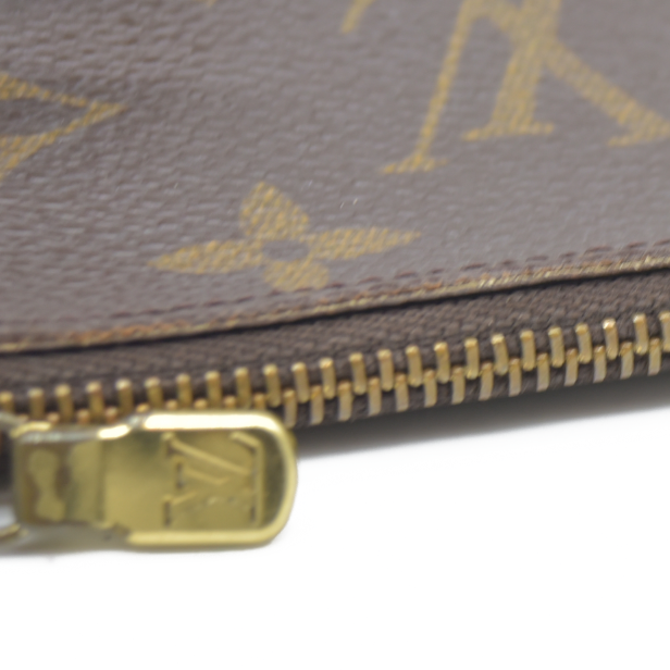 AUCTION $345 Louis Vuitton Monogram Pochette Cles Wallet Coin Purse Brown CA0050