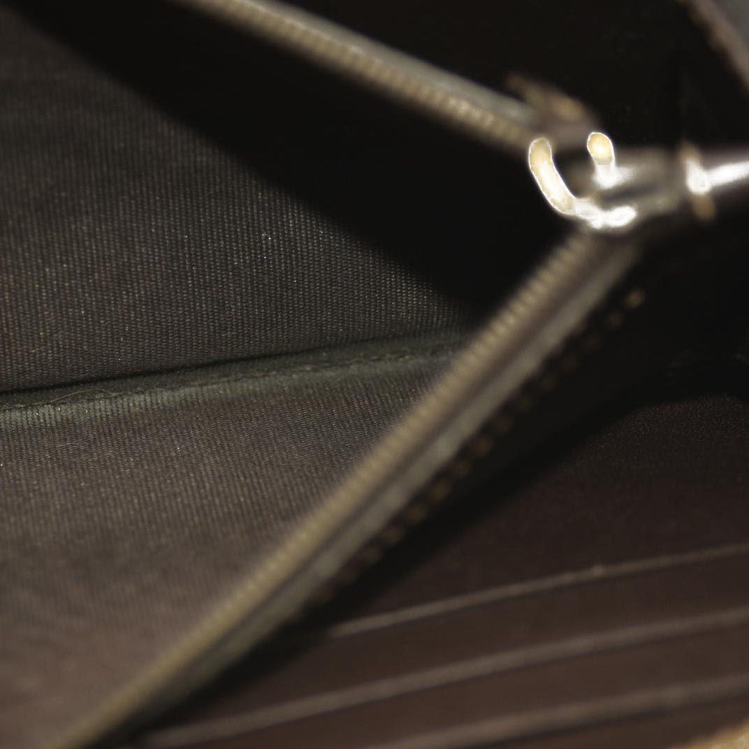 Gucci  Monogram Margaux Calfskin Lovely Zip Around Wallet Beige Ebony Cocoa