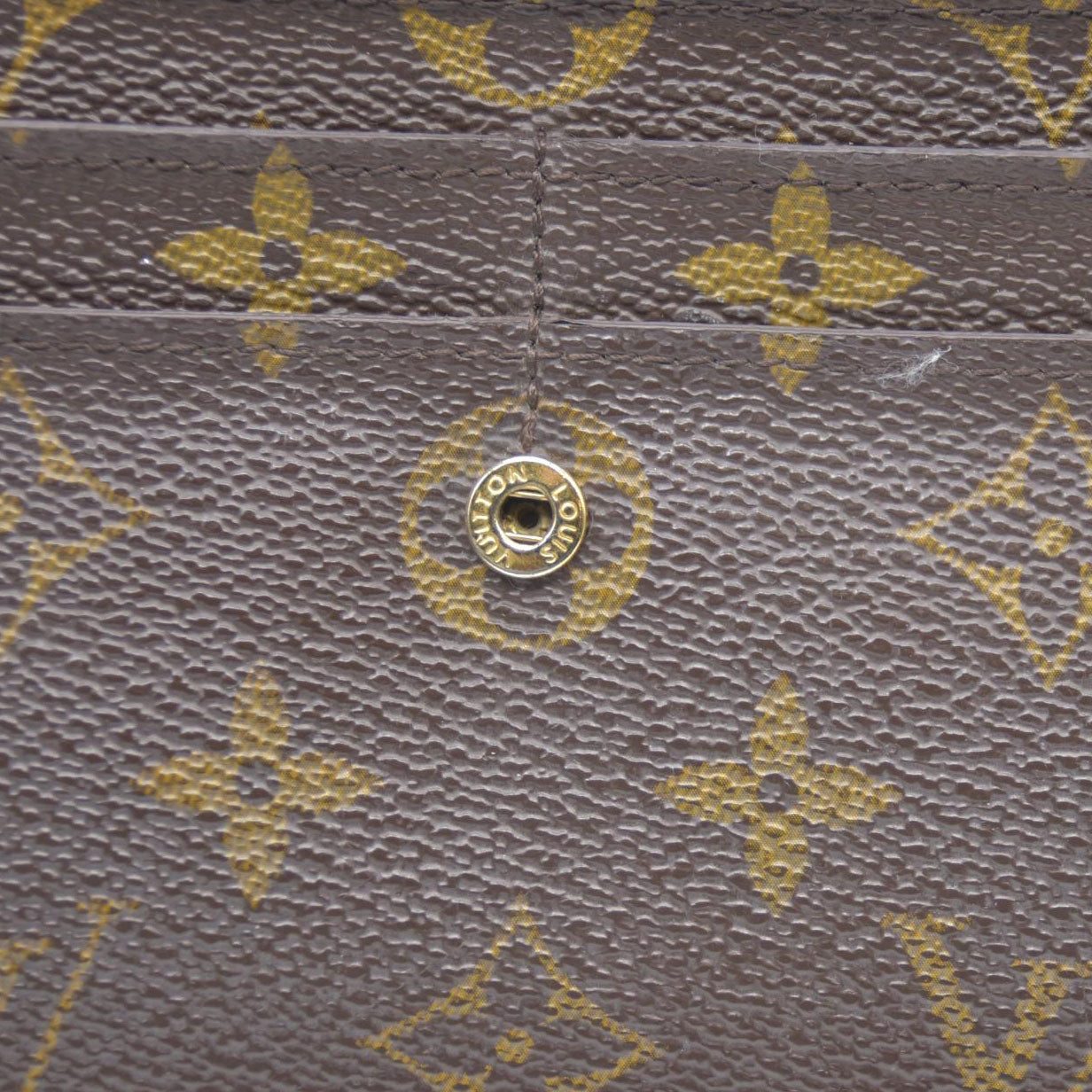 Louis Vuitton Monogram Portefeiulle Sarah Long Bifold Wallet Brown SD2122