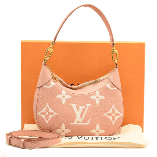 LOUIS VUITTON Empreinte Monogram Giant Bagatelle NM Rose Trianon Creme