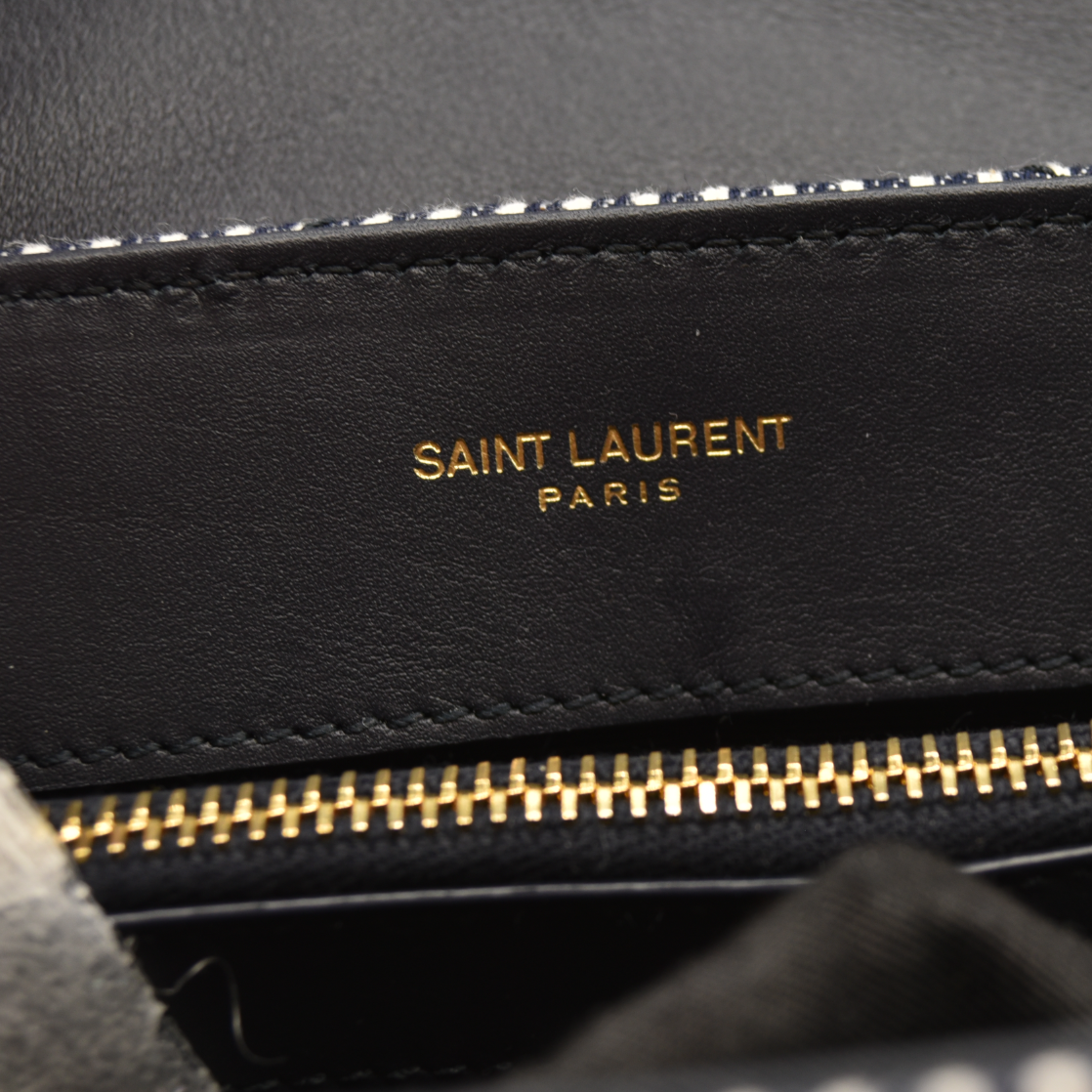 NEW Saint Laurent Loulou Small in Striped Denim Shoulder Bag Monogram